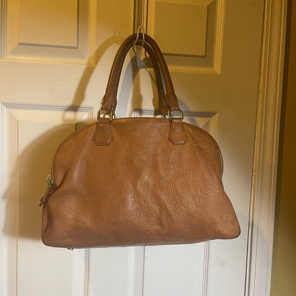 J. Crew Leather tan Bennial large Satchel with gold tone hardwares